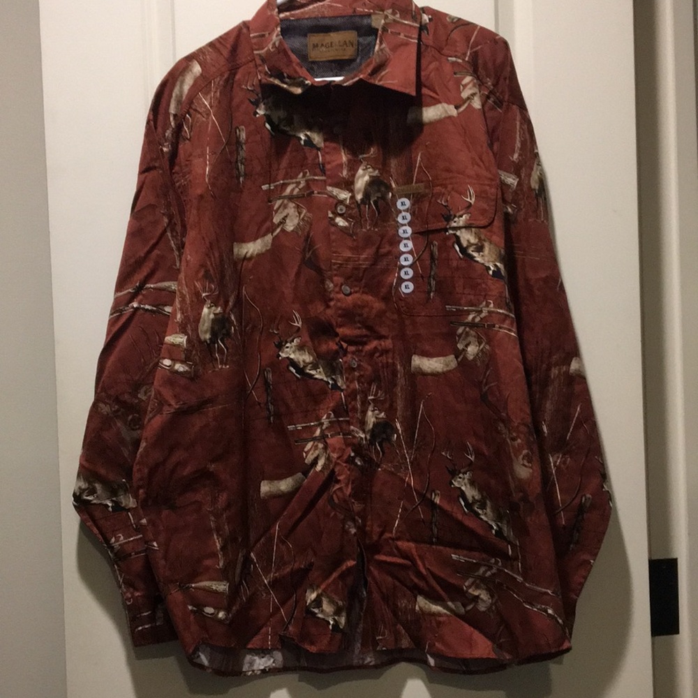 NWOT Magellan Outdoors Deer Buck Hunting Button Down Long Sleeve men’s size XL